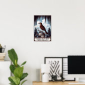 Georgia State Bird - Bruine Thrasher Vintage Poster (Thuiskantoor)