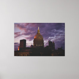 Georgia State Capitol bij zonsondergang - Canvas Afdruk