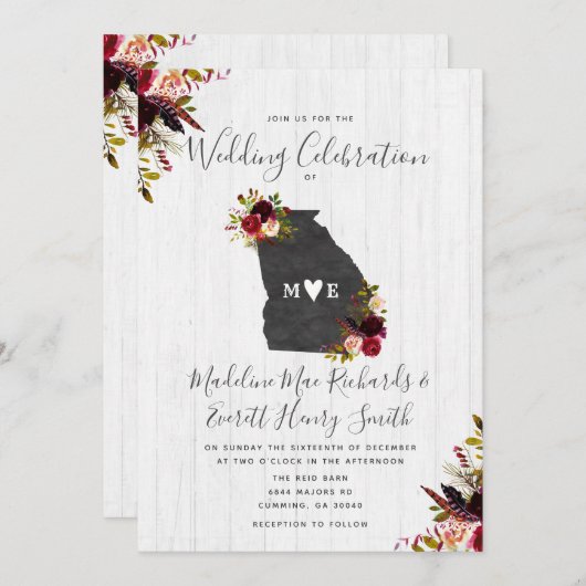 Georgia State Chique bestemming bruiloft uitnodigi Kaart (Voorkant / Achterkant)