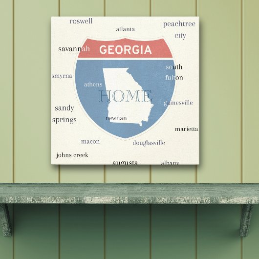 Georgia State Cities Stretched Canvas Print