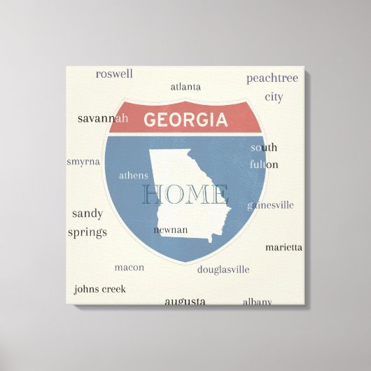 Georgia State Cities Stretched Canvas Print (Voorkant)