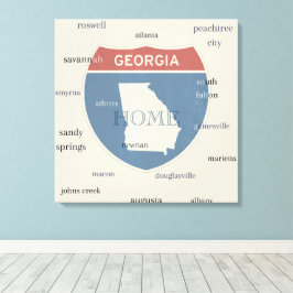 Georgia State Cities Stretched Canvas Print