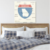 Georgia State Cities Stretched Canvas Print (Insitu (Slaapkamer))