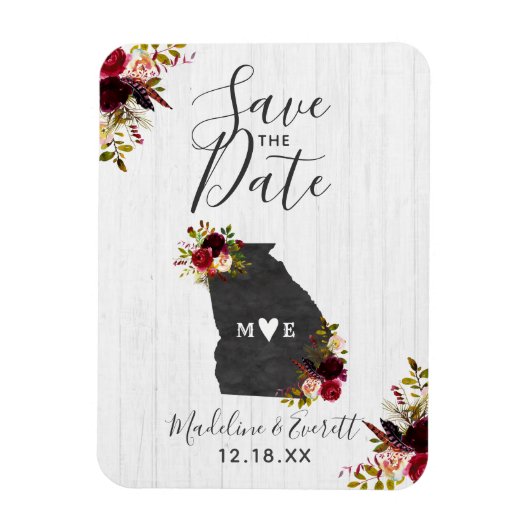 Georgia State Destination Rustic Save the Date Magneet (Verticaal)