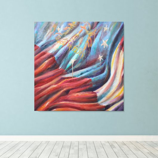 Georgia State Flag - Canvas Afdrukken (Insitu (Houten vloer))