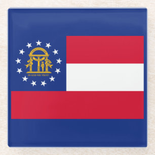 Georgia State Flag Design Decor Glazen Onderzetter