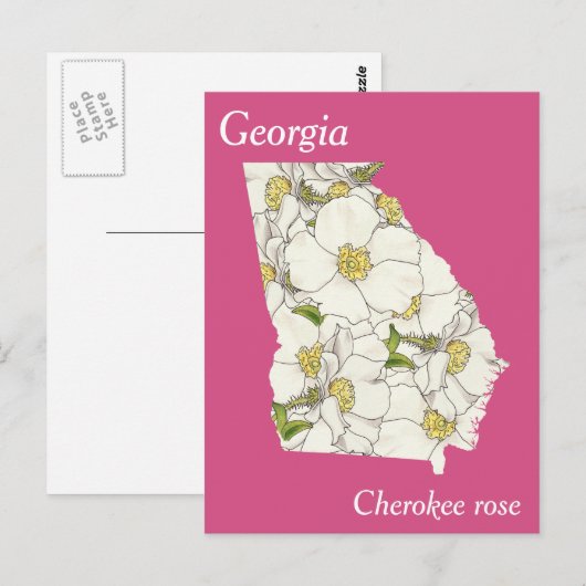Georgia State Flower Collage Map Briefkaart (Voorkant / Achterkant)