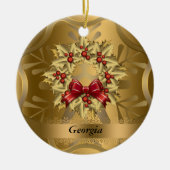 Georgia State-kerstversiering Keramisch Ornament (Voorkant)