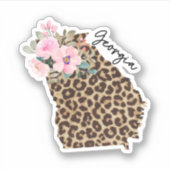 Georgia State Leopard Print met bloemen Sticker (Voorkant)