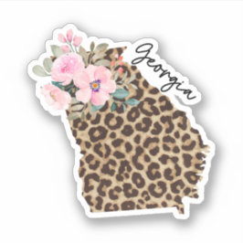 Georgia State Leopard Print met bloemen Sticker