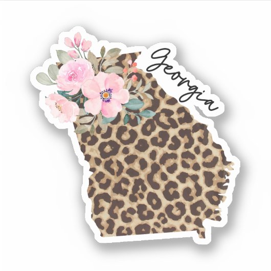 Georgia State Leopard Print met bloemen Sticker (Voorkant)