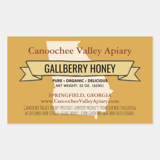 Georgia State Lokale Honing Jar Rechthoek Stickers (Voorkant)