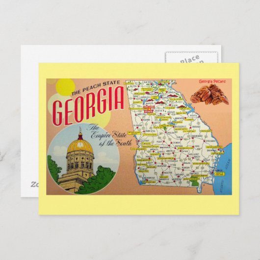 Georgia State Map Briefkaart (Voorkant / Achterkant)