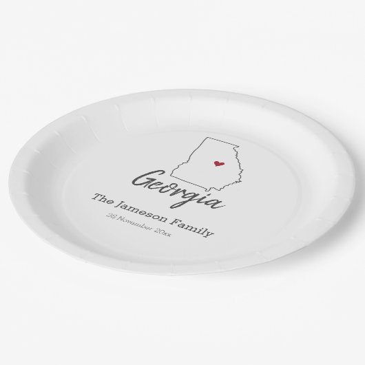 Georgia State Map Personalized Family Reunion Papieren Bordje (Gekanteld)