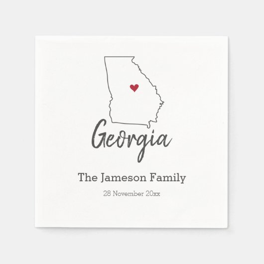 Georgia State Map Personalized Family Reunion Servet (Voorkant)