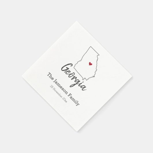 Georgia State Map Personalized Family Reunion Servet (Hoek)