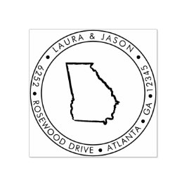Georgia State Map Retouradres Wood Art Stamp Rubberstempel