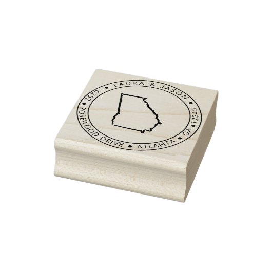Georgia State Map Retouradres Wood Art Stamp Rubberstempel (Stempel)