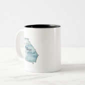 Georgia State Map Waterverf Tweekleurige Koffiemok (Voorkant links)