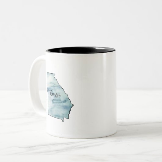 Georgia State Map Waterverf Tweekleurige Koffiemok (Voorkant links)