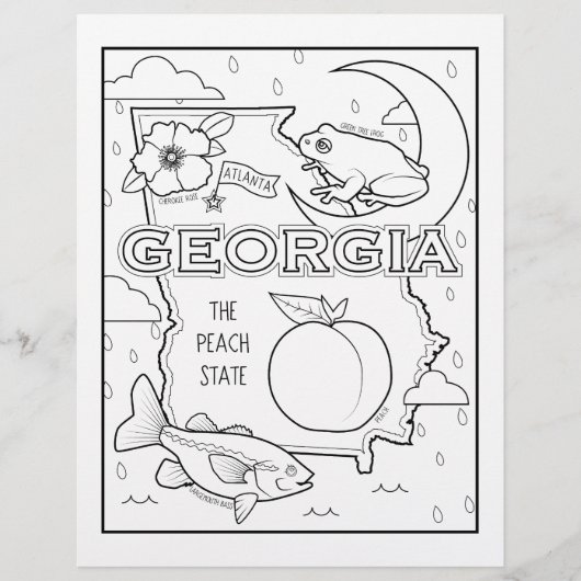 Georgia State Shape and Facts Kleurplaat Flyer (Voorkant)