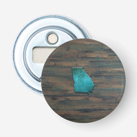 Georgia State Shape Blauwgroen Button Flesopener (Voorkant)