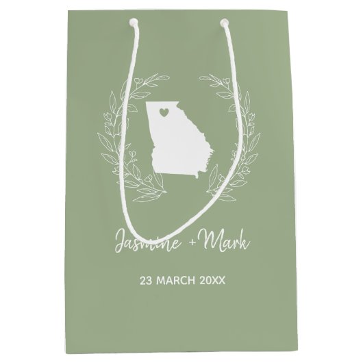 Georgia State Silhouette Wedding Jubileum Medium Cadeauzakje (Voorkant)