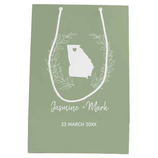Georgia State Silhouette Wedding Jubileum Medium Cadeauzakje (Achterkant)
