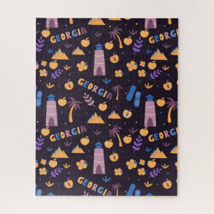 Georgia State Symbols - Peach, Watertower, Flowers Legpuzzel
