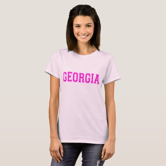 Georgia T-shirt met roze letters (Voorkant volledig)