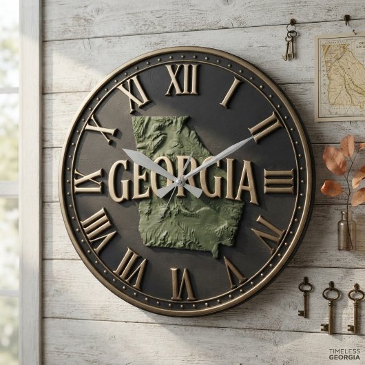 Georgia Topographic State Map Bold Modern Grote Klok