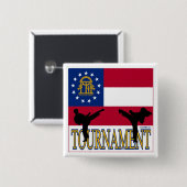 Georgia Tournament Pin Vierkante Button 5,1 Cm (Voorkant /achterkant)
