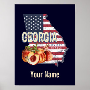 Georgia United States Retro State Map VS Poster