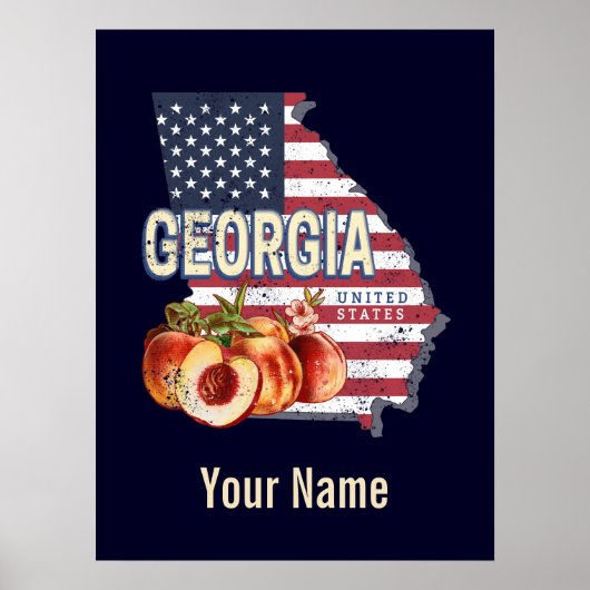 Georgia United States Retro State Map  VS Poster (Voorkant)