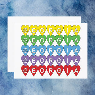 Georgia US Staat Harten Regenboog Briefkaart