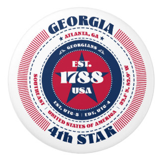 Georgia US State Rood Wit Blauw Typografie Keramische Knop