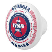 Georgia US State Rood Wit Blauw Typografie Keramische Knop (Rechts)
