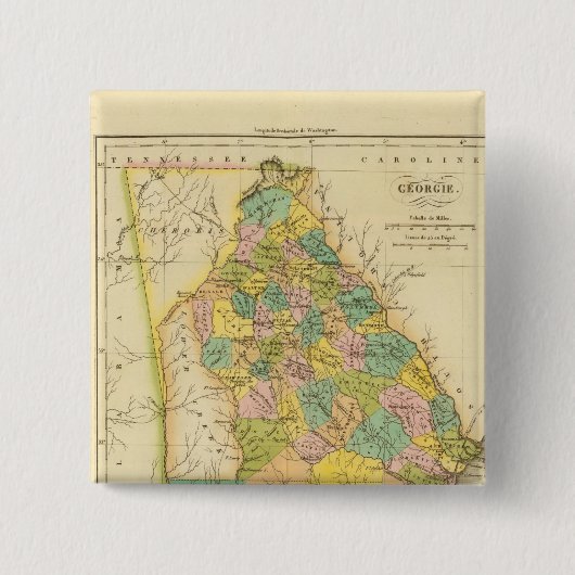 Georgia US Vierkante Button 5,1 Cm (Voorkant)