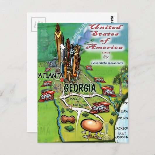 Georgia USA Kaart (Voorkant / Achterkant)