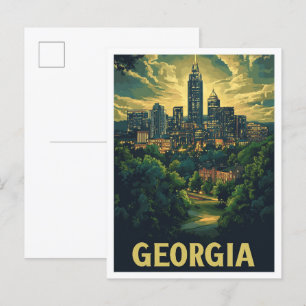 Georgia USA Kunst Vintage Illustratie Reizen Briefkaart