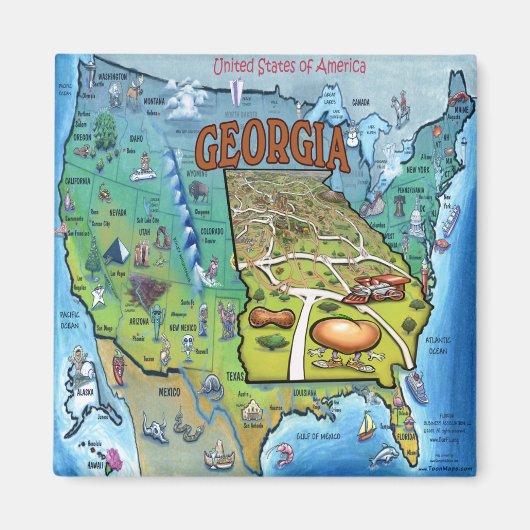 Georgia USA Map Magneet (Voorkant)