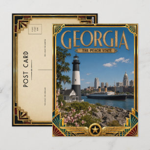 Georgia Vintage Art Deco Gouden Tijdperk Briefkaart