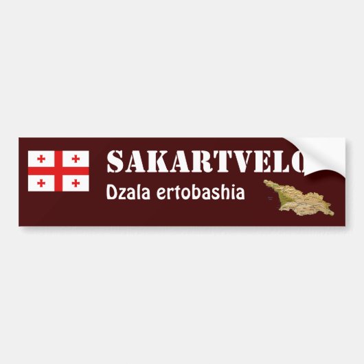 Georgia Vlag + Kaart Bumpersticker (Voorkant)