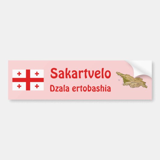 Georgia Vlag + Kaart Bumpersticker (Voorkant)