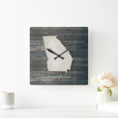 Georgia Wall Clock – Rustic Farmhouse State Decor Vierkante Klok (Huis)