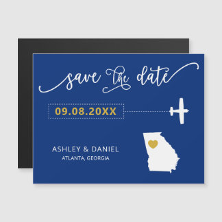 Georgia Wedding Save the Date Kaart, Kaart Magnetische Uitnodiging