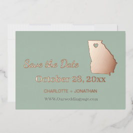 Georgia Wedding Save the Date Roos Gold Folie Uitnodiging