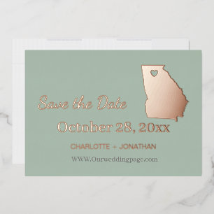 Georgia Wedding Save the Date Roos Gold Folie Uitnodiging