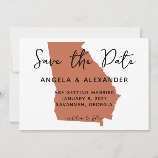 Georgia Wedding Terracotta Save The Date (Voorkant)