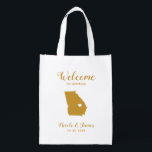 Georgia Wedding Welcome Bag, Destination Canvas ta Boodschappentas<br><div class="desc">Het weekend van het huwelijk heet cadeautas voor gasten uit de stad voor je bruiloft,  met afbeelding van Georgia,  met hart dat je op de precieze locatie kunt plaatsen.  Vul tas met je favoriete godies.</div>